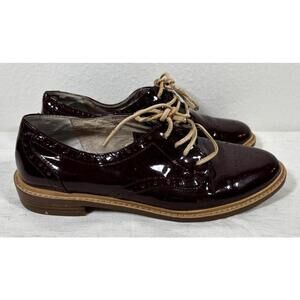 Halogen Women’s Burgundy Patent Leather Wingtip Oxford Shoes 7.5M Vero Cuoio
